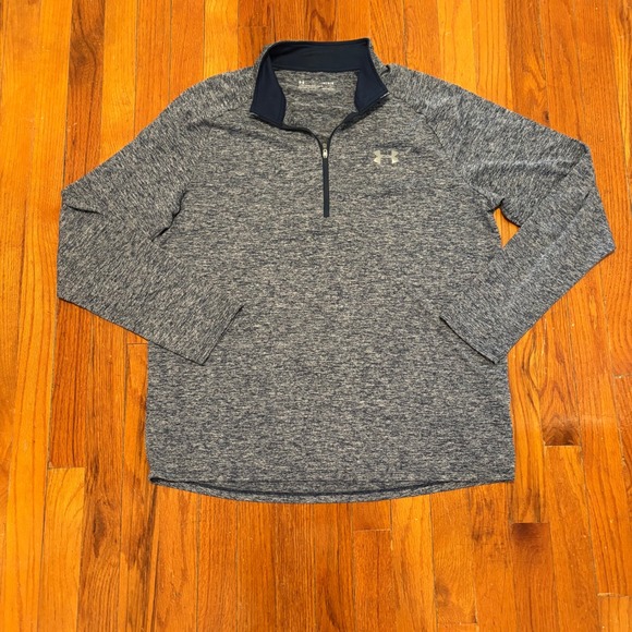 Under Armour Other - Under Armour Mens Large Quarter Zip Pullover Blue Heathered HeatGear Tech 2.0
